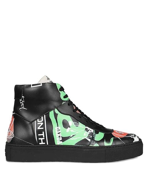 Vivienne Westwood Green Leather High-Top Sneakers for men