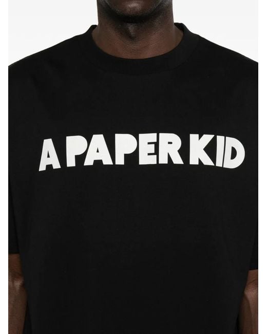 A PAPER KID Black Logo-Print T-Shirt