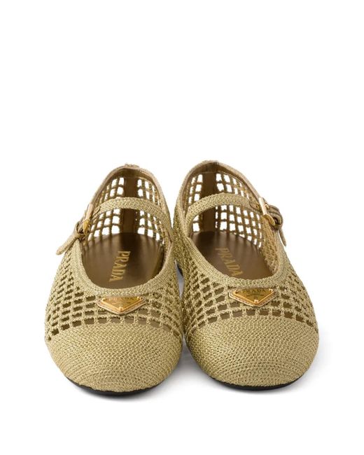 Prada Metallic Crochet Ballerinas