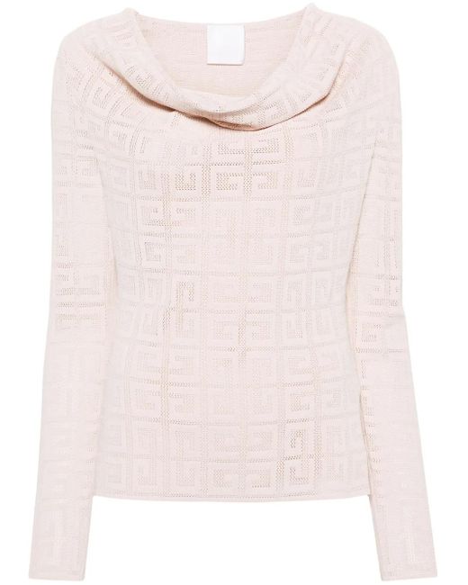 Givenchy Pink 4G-Jacquard V-Neck Top