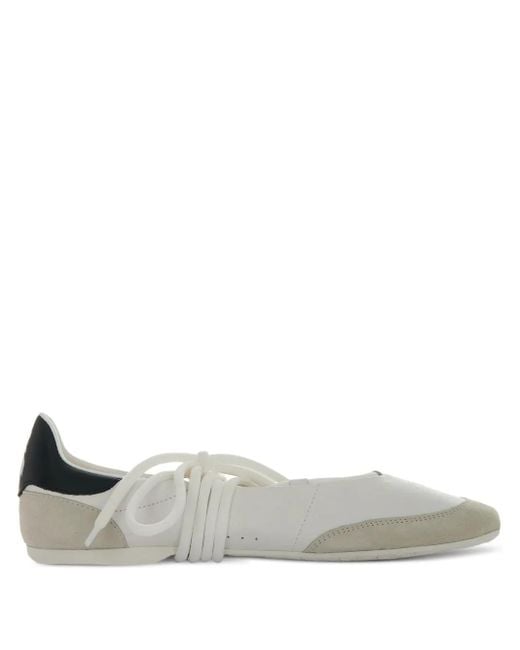 Patrizia Pepe Gray Leather Lace-Up Ballet Flats