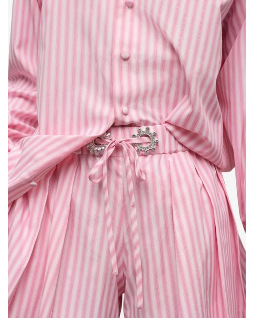 Area Pink Gestreifte Shorts mit Falten