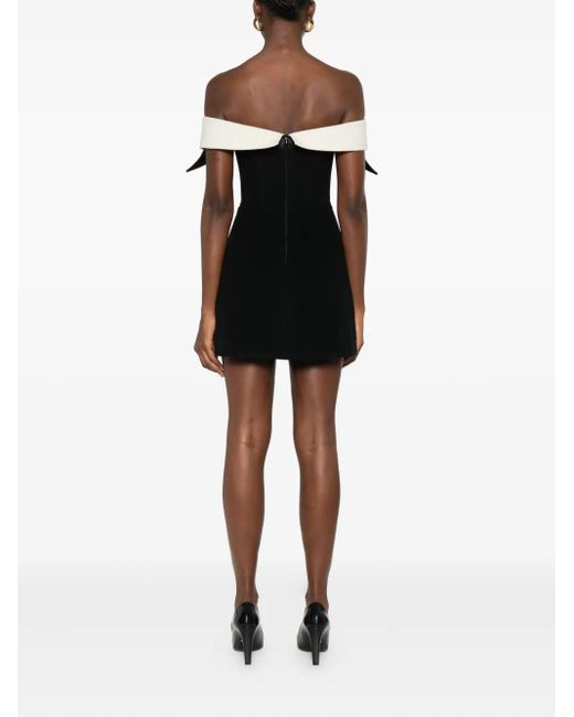 Vestiaire d'un Oiseau Libre Black Off-Shoulder Collared Mini Dress