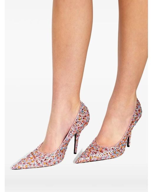 Balenciaga Pink Gem-Embellished Pointed-Toe Pumps