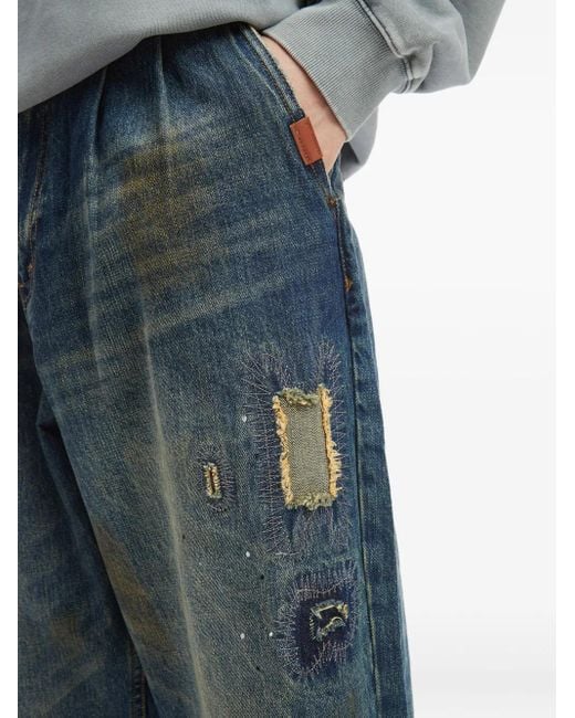 AFTERMATHS Blue Patchwork Jeans for men