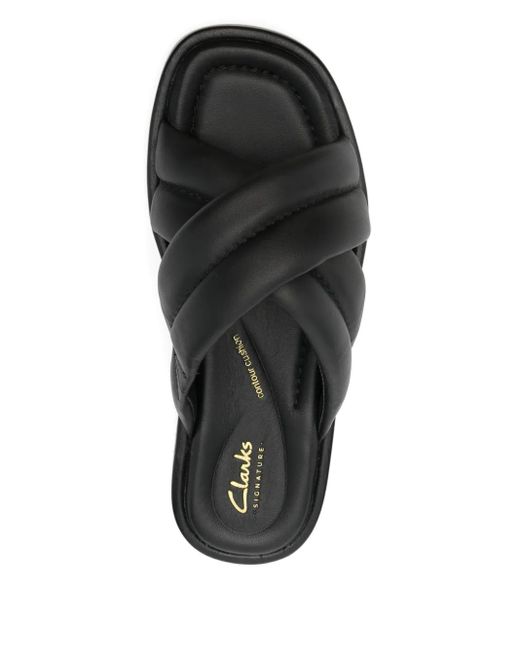 Clarks Black 35Mm Alda Quilted Cross-Strap Sandals