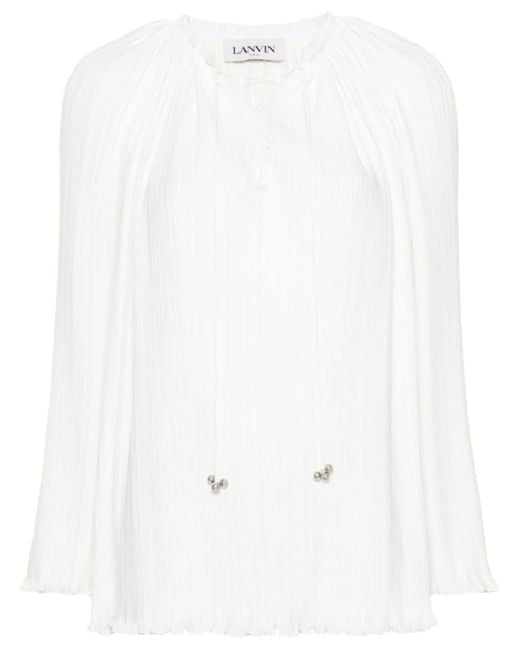 Blusa plisada con cordones Lanvin de color White