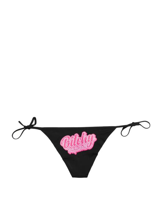DSquared² Black Logo-Print Bikini Bottom