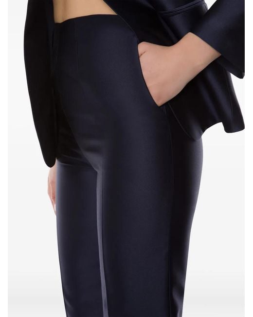 Alberta Ferretti Blue Satin Tailored Trousers
