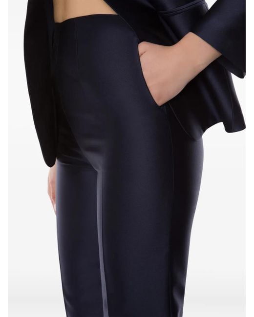 Alberta Ferretti Blue Satin Tailored Trousers