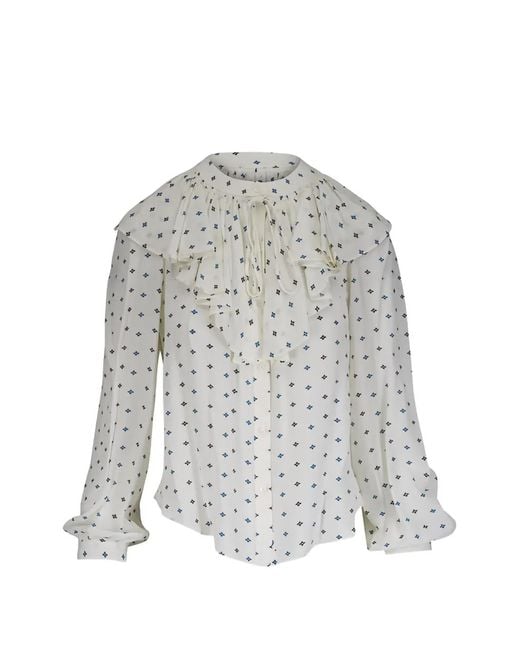 Veronica Beard Gray Blouse Imprimée À Volants
