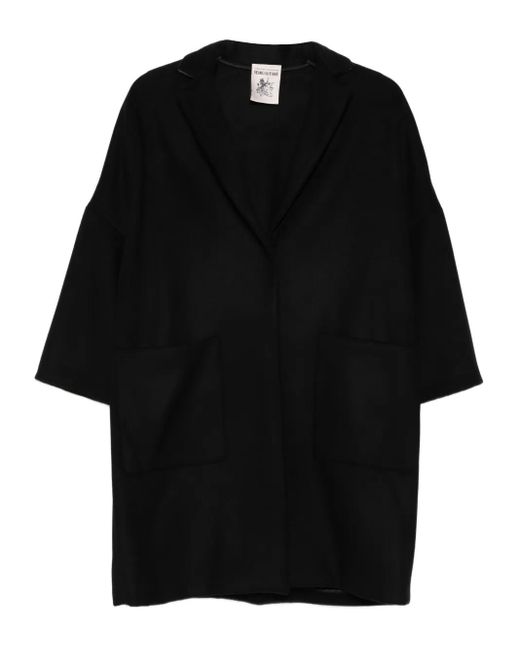 Semicouture Jas Van Scheerwolblend in het Black