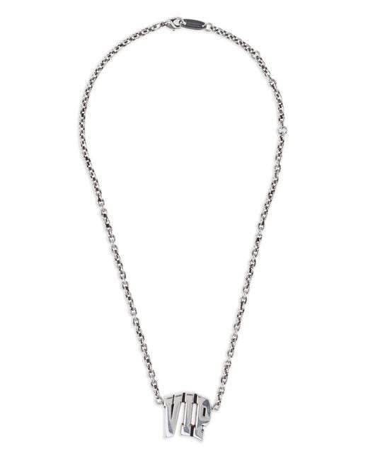 Balenciaga Blue "Vip"-Plaque Necklace