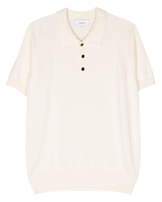 Lardini Natural Fine-knit Polo Shirt for men