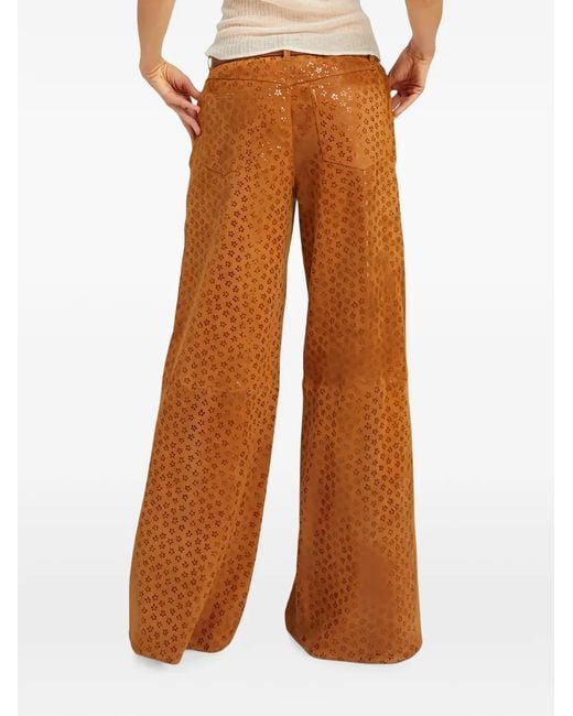 SPRWMN Natural Pantalon En Daim À Fleurs