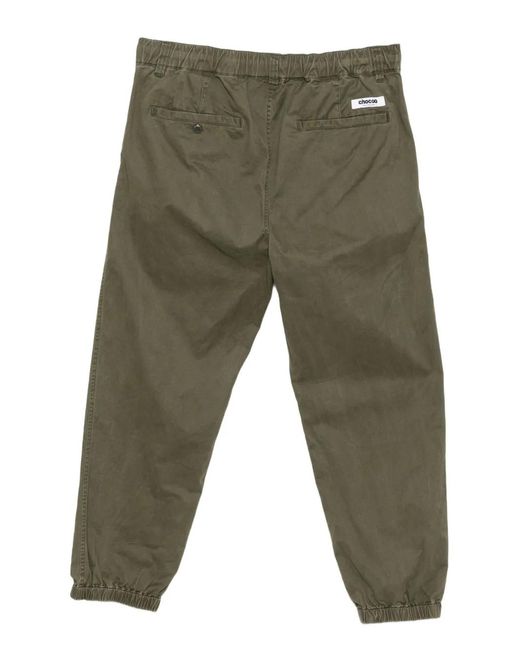 Chocoolate Green Logo-Plaque Trousers for men