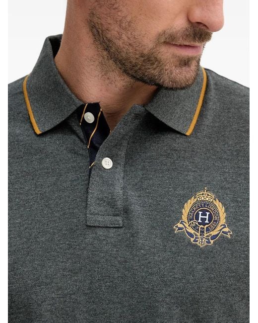Hackett Gray Cotton Polo Shirt for men