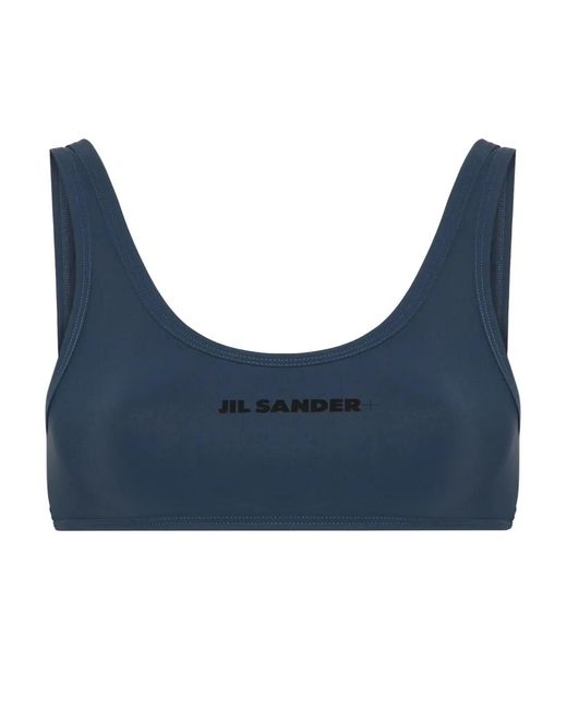 Jil Sander Blue Logo-Print Bikini Top