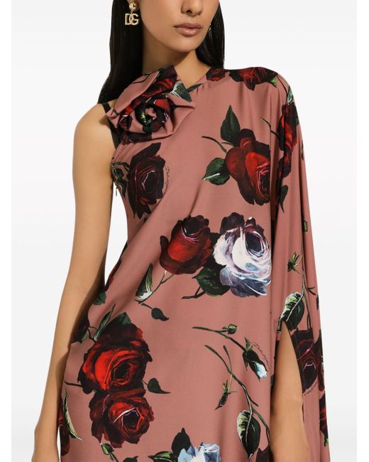 Dolce & Gabbana Asymmetrische Midi-jurk in het Multicolor
