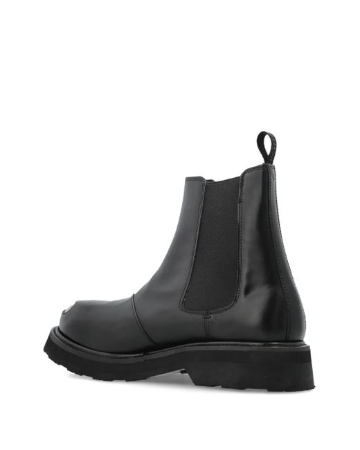 KENZO Black Logo Plaque Leather Boots for men