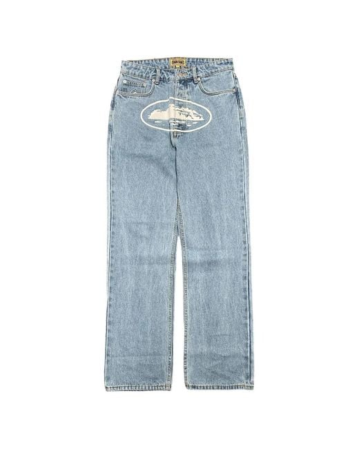 corteiz Blue Island Baggy Jeans for men