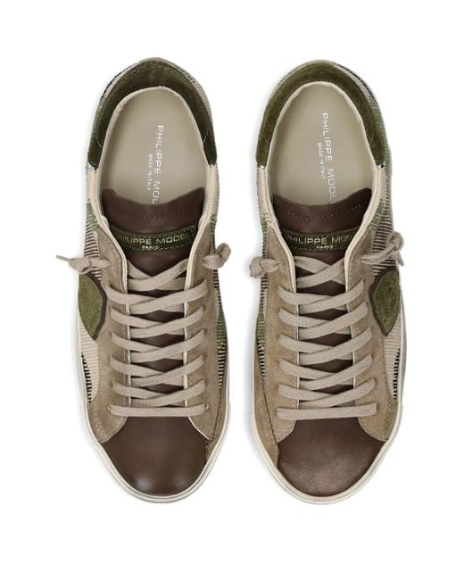 Philippe Model Brown Camouflage-Patterned Low-Top Sneakers for men