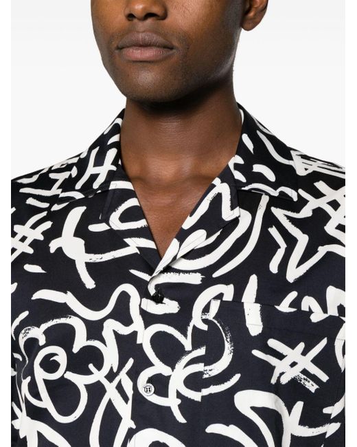 Chemise en coton à imprimé graphique Moschino pour homme en coloris Black