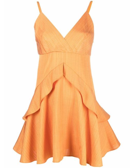 Sandro Orange Gisele Tiered Mini Dress
