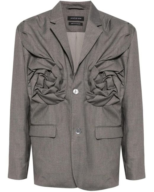 JUNTAE KIM Gray Tailored Rose Blazer for men