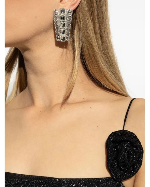 Self-Portrait White Crystal-Embellished Earrings