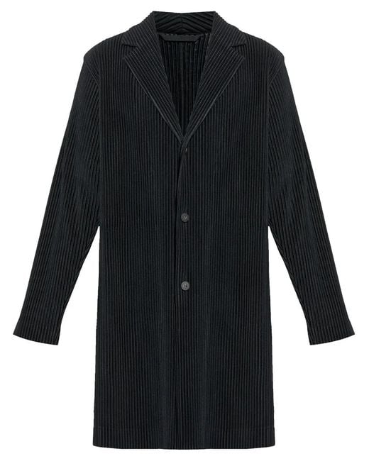 Homme Plissé Issey Miyake Black Pleated Coat for men