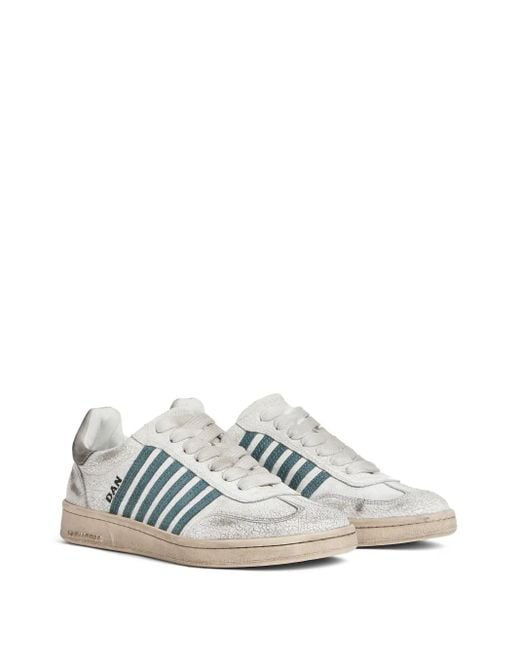 DSquared² White Distressed Boxer Low-Top Sneakers for men