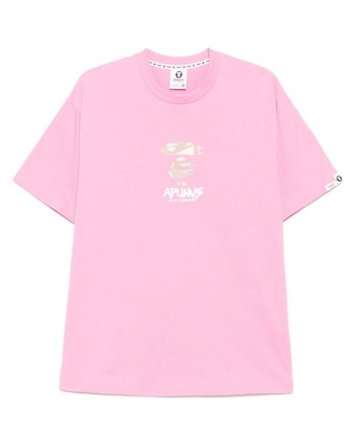 Aape By A Bathing Ape Pink Logo-Print T-Shirt for men