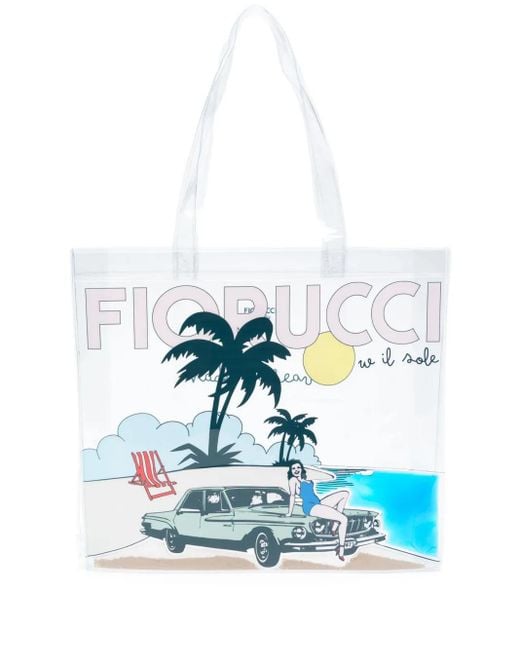 Fiorucci Blue Logo-Print Tote Bag
