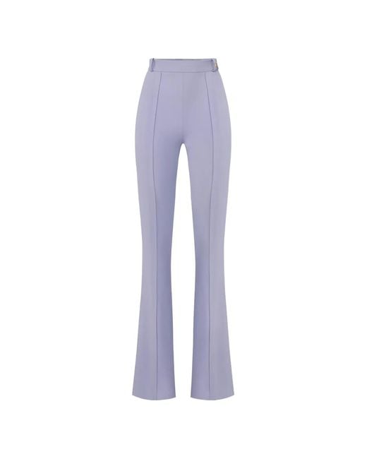 Elisabetta Franchi Purple Pantalon En Crêpe Stretch Double Couche Avec Breloque Logo