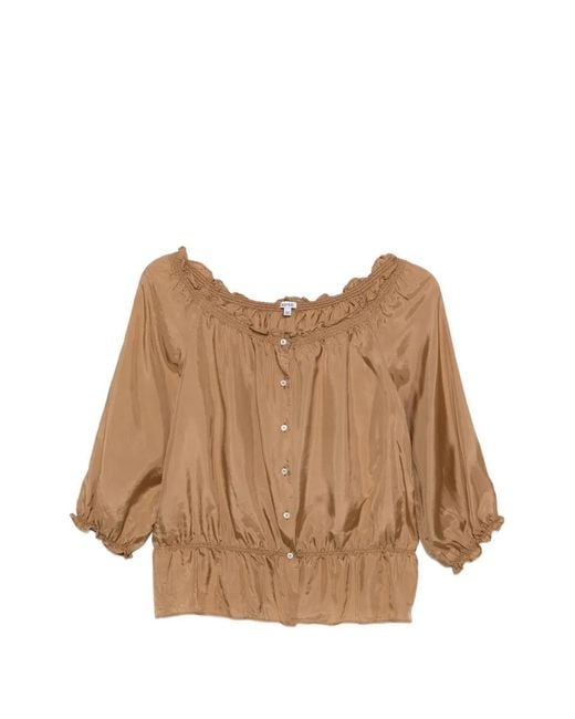 Aspesi Brown Ruffled Blouse