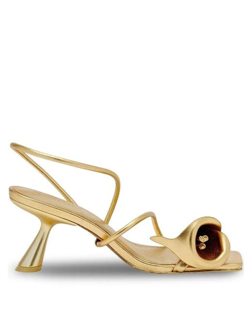 Cult Gaia Metallic Ria Flower-Detail Sandals