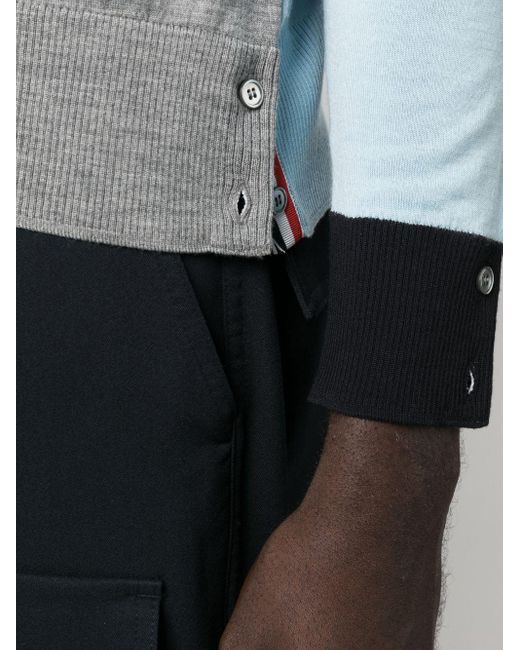 Thom Browne Gray 4-bar Colour-block Virgin-wool Jumper for men