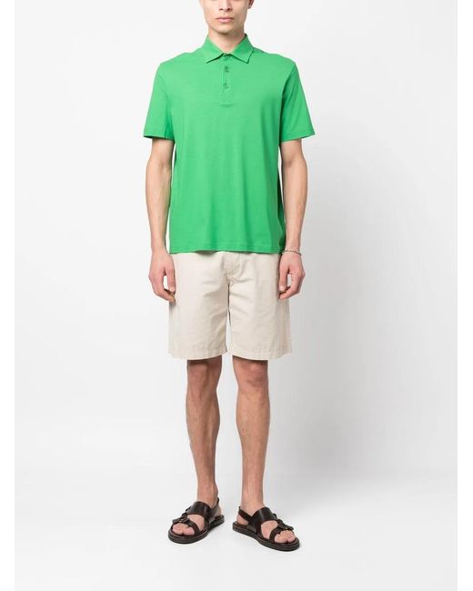 Herno Green Button-Placket Polo Shirt for men
