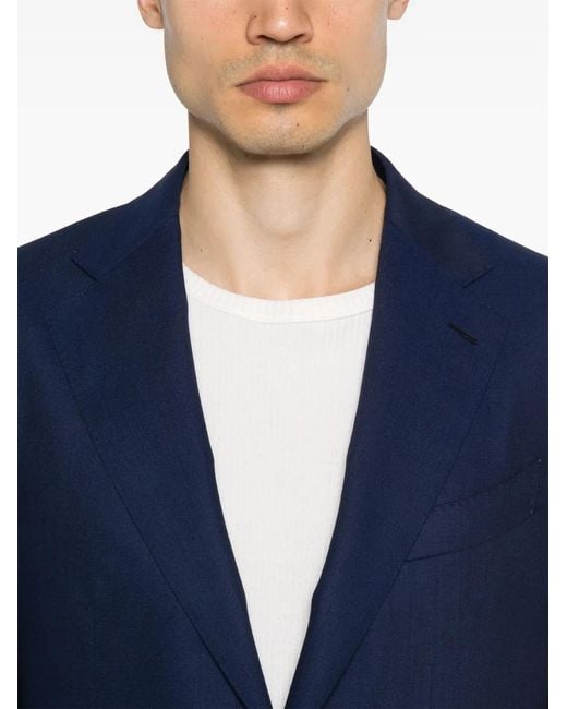 Caruso Blue Wool Blazer for men