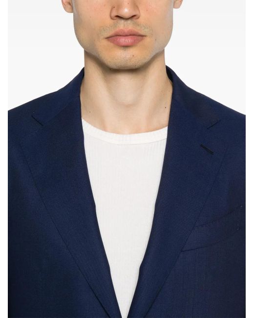 Caruso Blue Wool Blazer for men