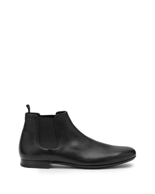 Prada Black Leather Chelsea Boots for men