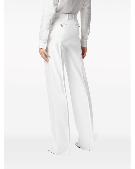 Versace White High-waist Straight-leg Trousers