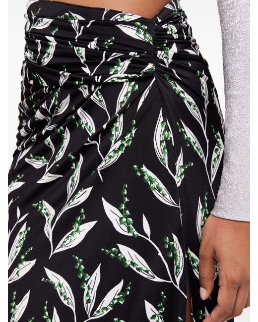 Rabanne Black Graphic-print High-waist Maxi Skirt