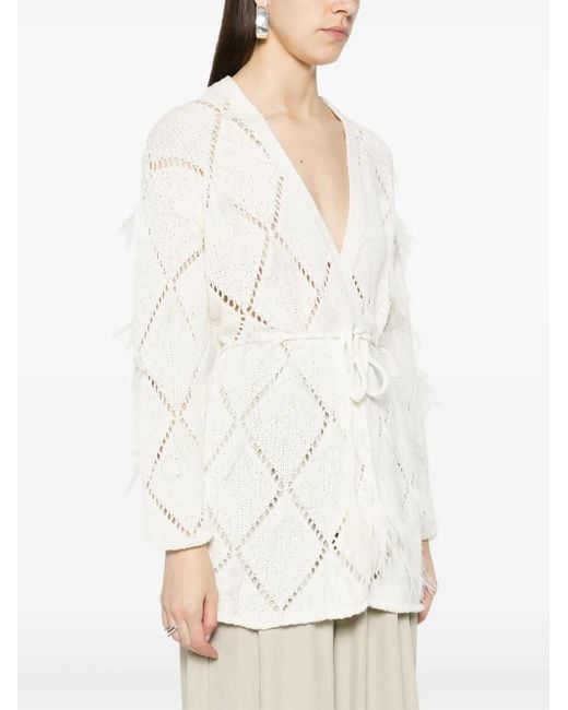 Twinset White Diamond-Pattern Cardigan