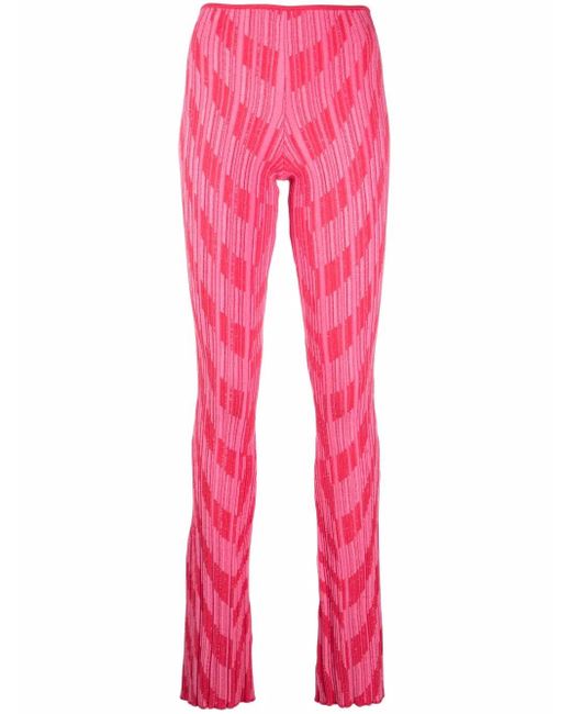 Philosophy Di Lorenzo Serafini Pink Intarsia-Knit Flared Trousers