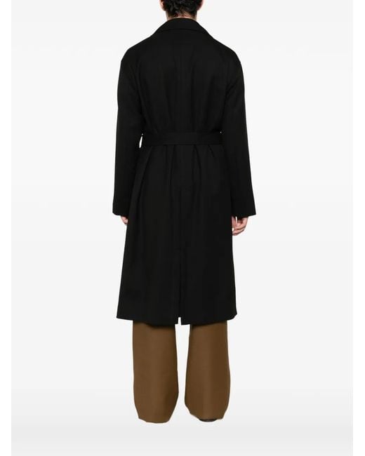 Lardini Black Belted Double-Breasted Coat for men