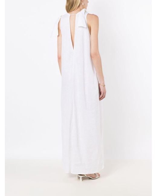 Robe en lin à détail de nœud Adriana Degreas en coloris White