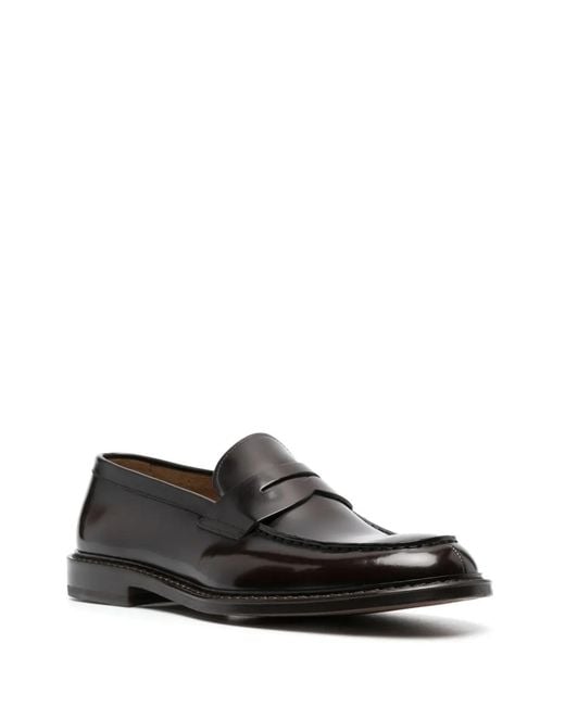 Doucal's Black Flat Leather Loafers for men