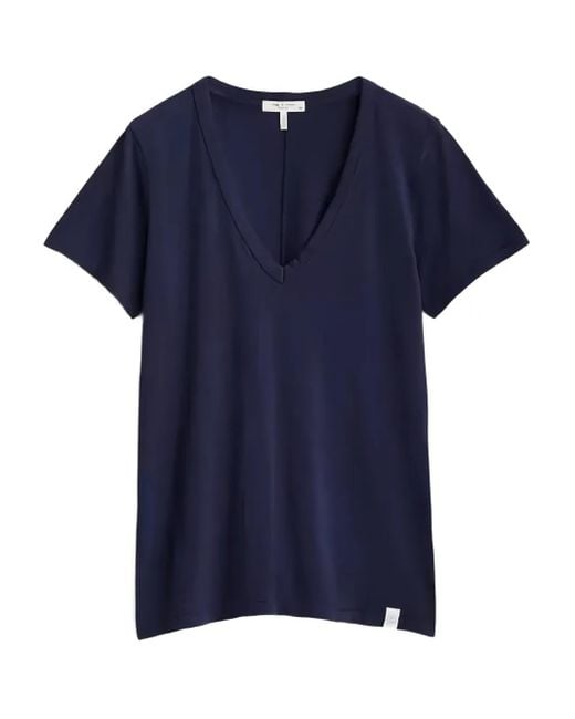 Camiseta con cuello en V y manga corta Rag & Bone de color Blue